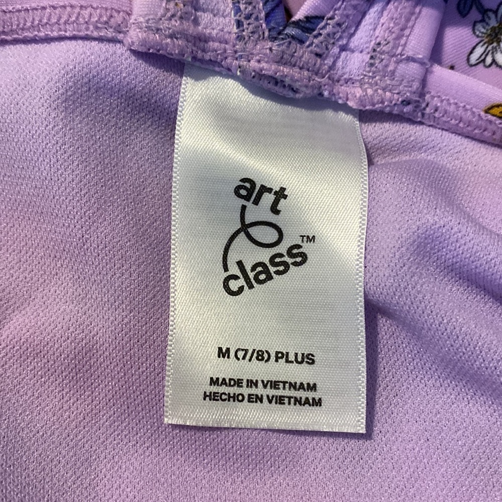 (149) NWT Girls Purple Floral One Pc Swim Suit by Art Class. Size M (7/8) - Picture 12 of 13